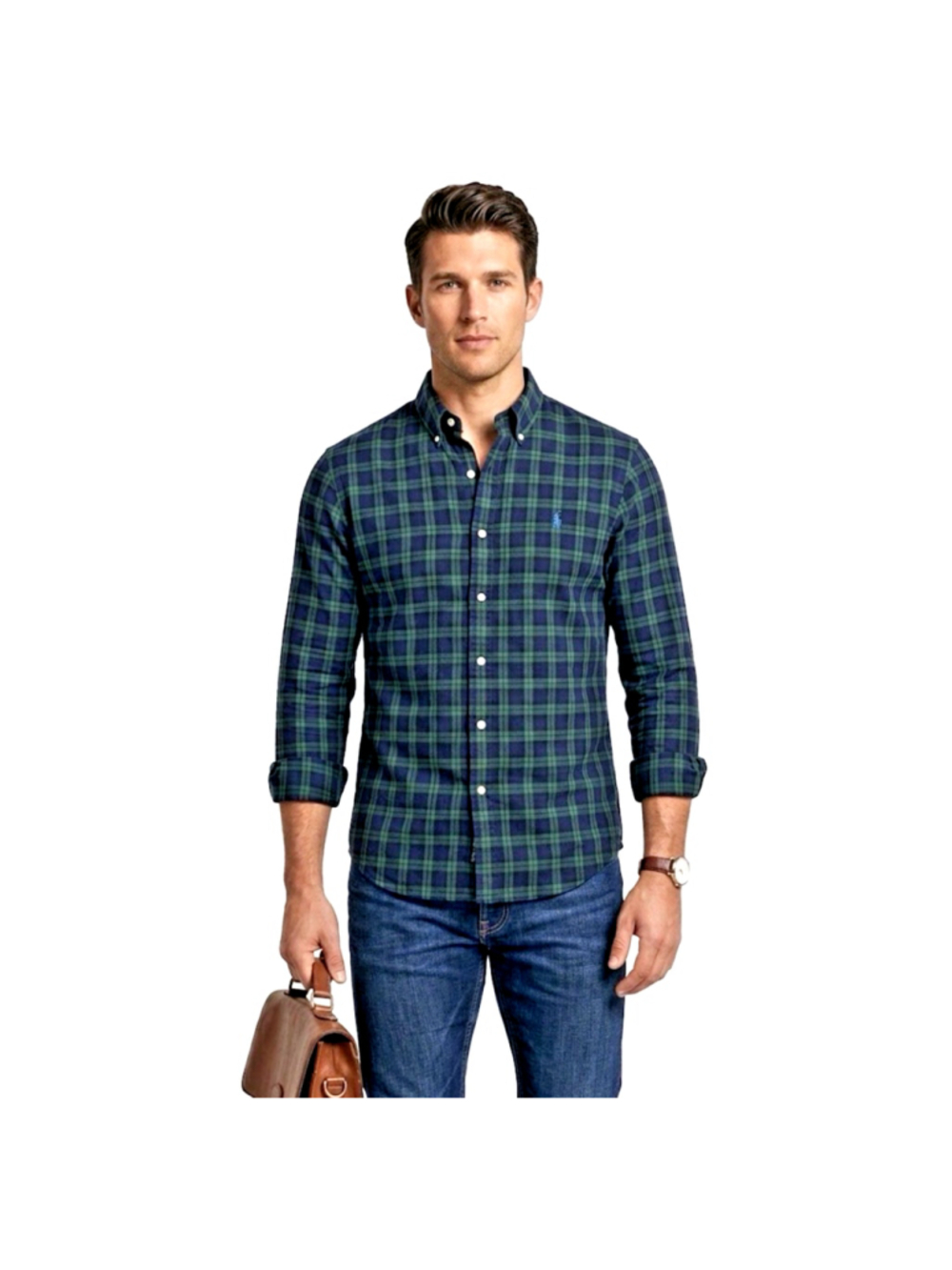 Polo Ralph Lauren Classic-Fit Plaid Twill Button-Front Shirt Sz Large